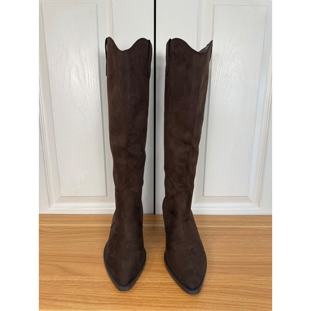 Show Me Your Mumu x Billini Helix Brown Western Cowboy Boots 8 Dark Cacao Suede - Picture 4 of 9